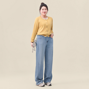 大码 牛仔梨形苹果型直筒裤 迅町夏季 胖mm微胖大码 200斤穿 美版 100