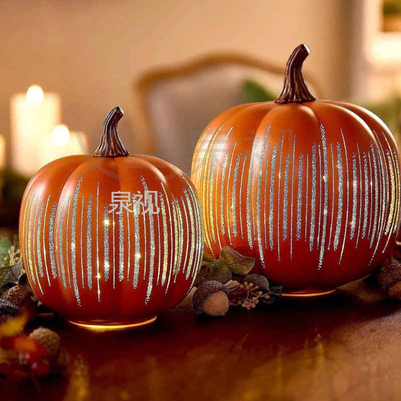 Starry Night Glass Pumpkin Orange万圣节南瓜装饰