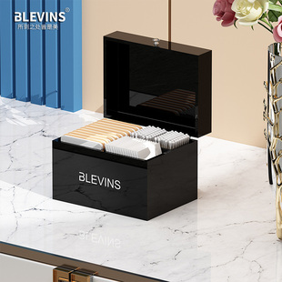 亚克力棉签化妆棉收纳盒便携盒子家用欧式多功X能化妆盒简约