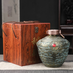 仿古陶瓷酒瓶5斤装青铜色密封装饰酒壶家用泡酒专用酒坛子装酒罐