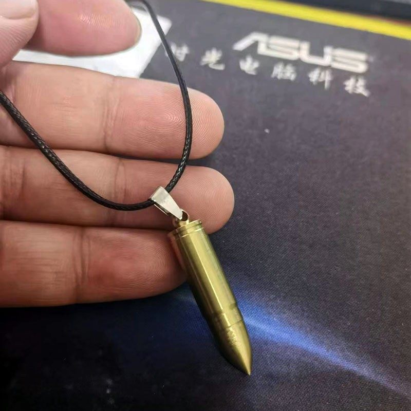可打开空心纯铜子弹吊坠个性潮流男士项链创意钥匙扣挂坠百搭饰品