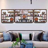 博古架多宝阁客厅博古架置隔断挂墙茶架简约实木子中式 壁挂挂壁式