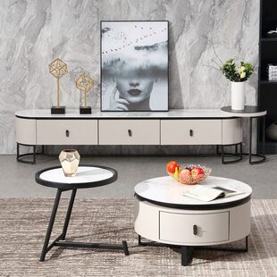 岩可式轻奢茶几板旋转小户型客厅家具茶几电视柜组合意现代简约