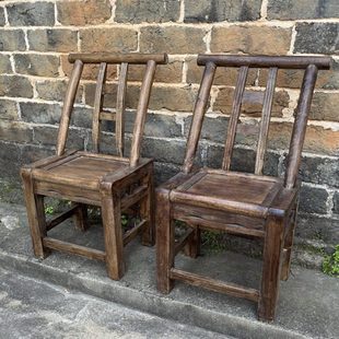 明清复古做旧实木椅子怀旧靠背椅餐椅手工木头榉木柏木餐饮业烧烤