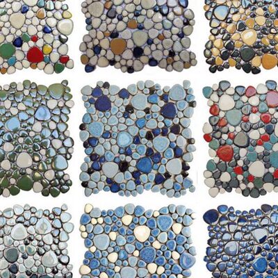 洗手间鹅卵石马赛克碎砖温泉水池鱼池耐摩片碎防滑陶瓷青花瓷片片