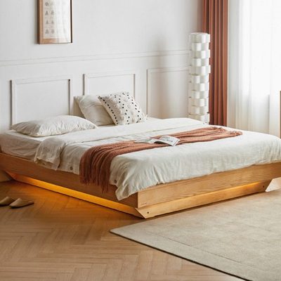 北欧实木床橡木气压箱体榻榻米床简约落地储物床无床头悬浮床定制