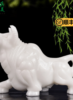 大号天然汉白玉石雕牛摆件开荒奋斗牛十二生肖牛家居饰品创意礼品