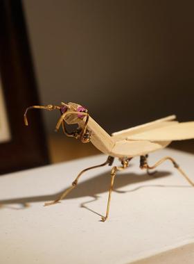 竹子制作昆虫小摆件手工创意趣味国风文艺茶桌茶室装饰品儿童礼物