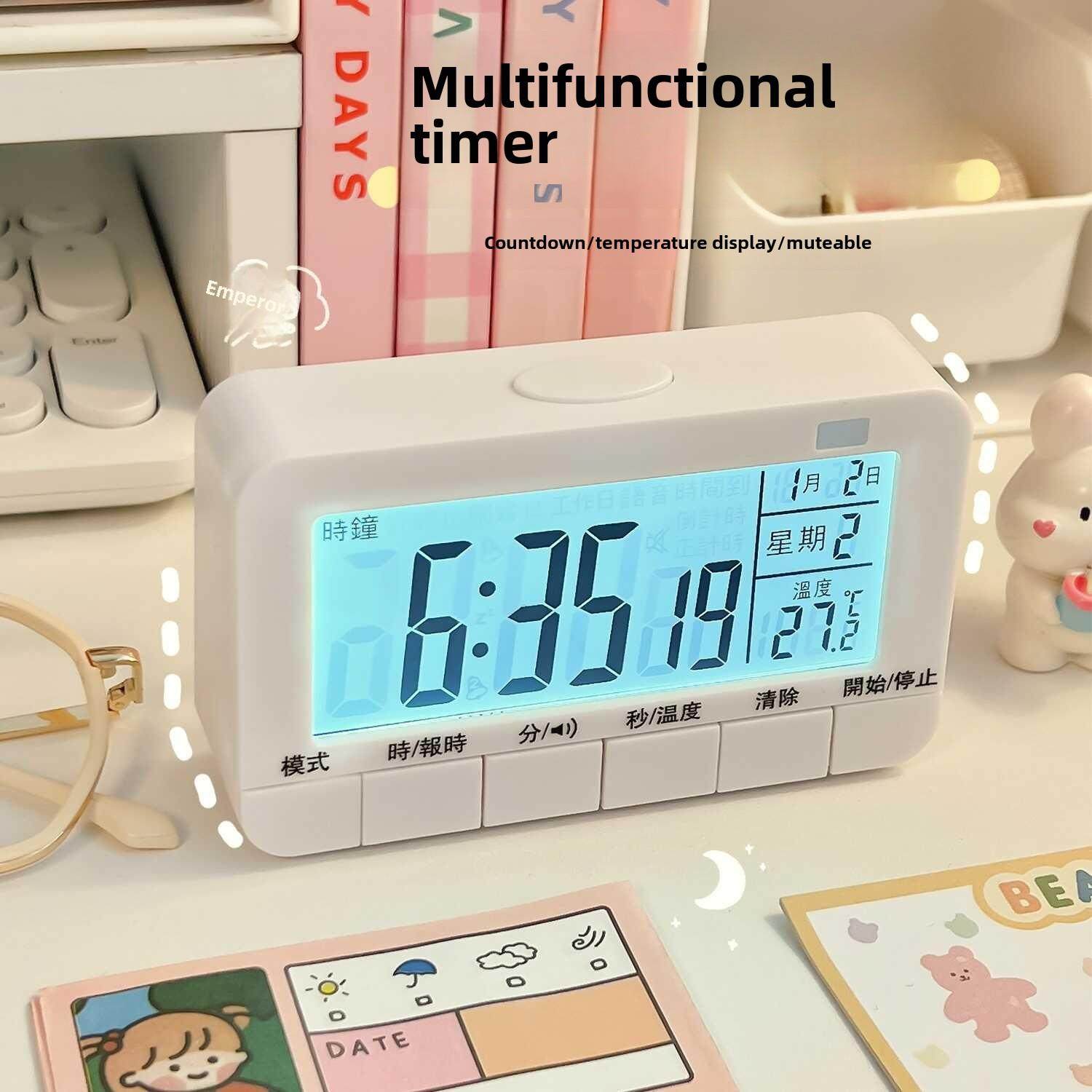 多功能充电闹钟，学生唤醒神器，儿童学习计时器提醒，静音电子闹