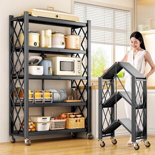 免组装折叠置物架落地多层收纳层架家用置物架儿童书架子可移动货