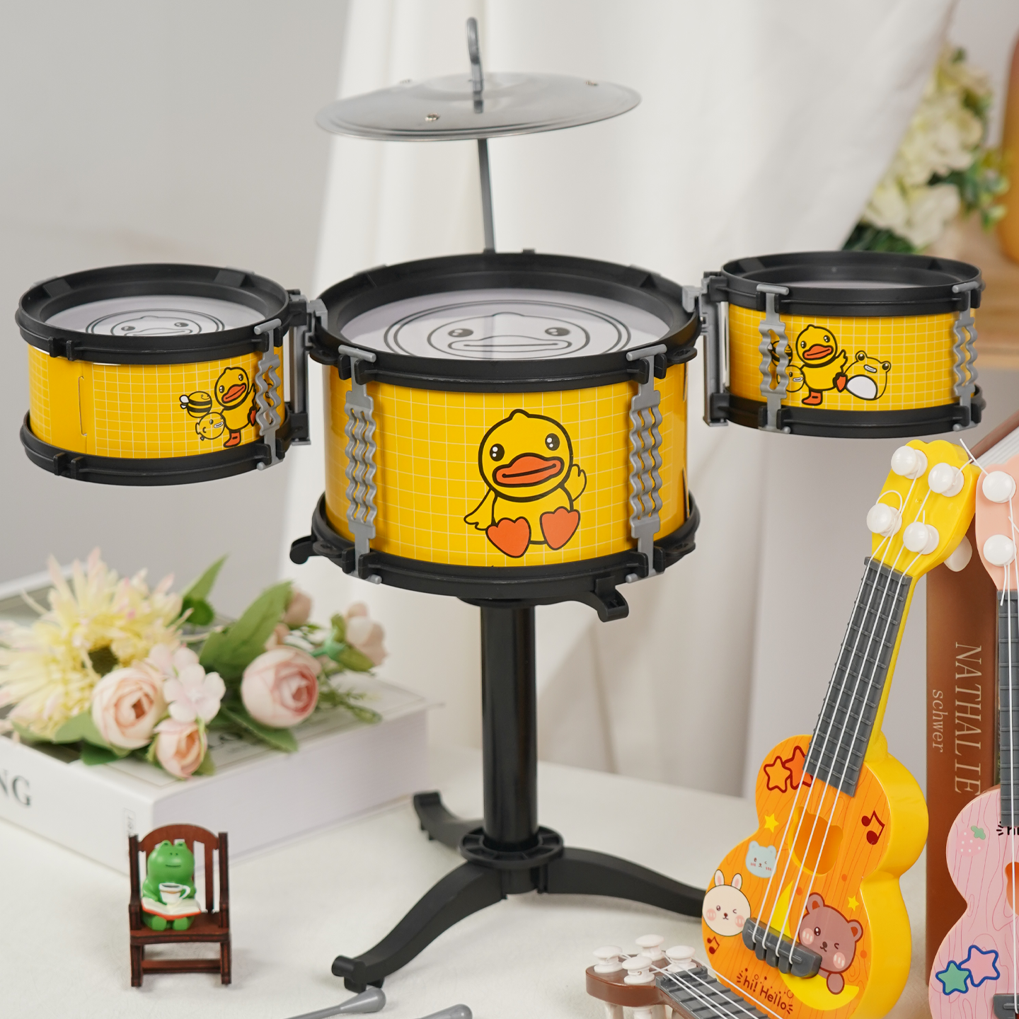 小黄鸭架子鼓儿童玩具初学者敲打鼓乐器男孩爵士鼓家用宝宝专用鼓