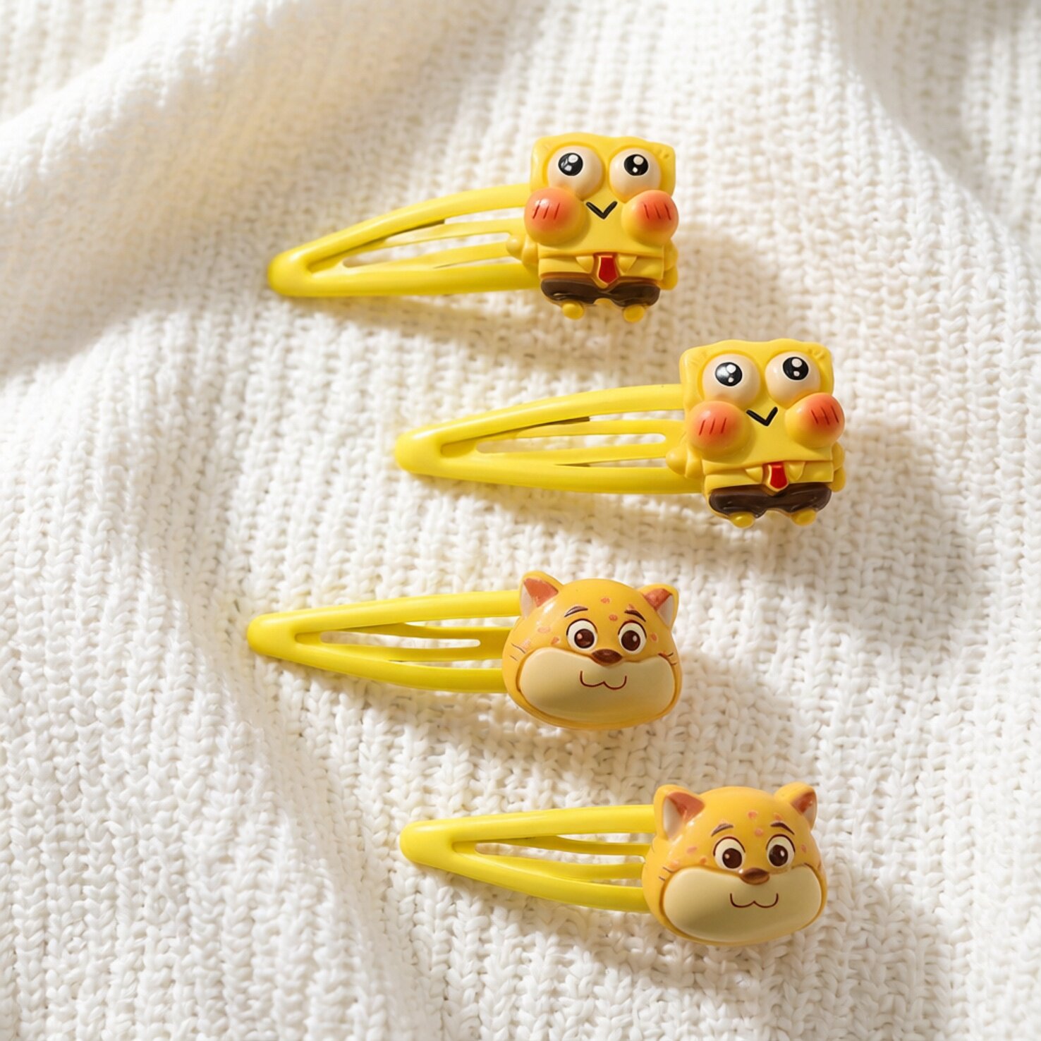 黄色卡通动物海绵宝宝发夹宝宝儿童发卡可爱头饰黄色立体造型发饰