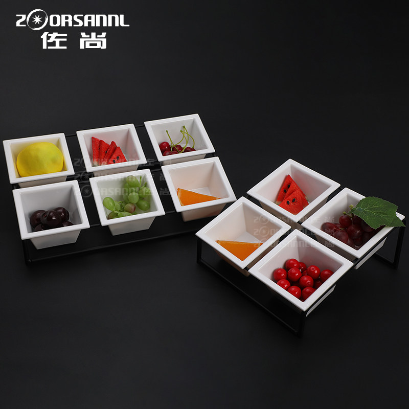 佐尚酒吧创意分格果盘架KTV水果点心盘干果拼盘铁艺不发光小吃碟