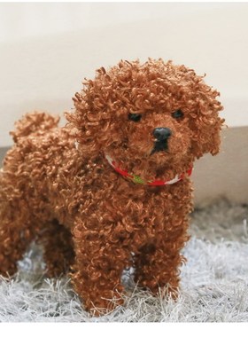 仿真泰迪狗摆件 装饰家居饰品摆设 橱窗摆件客厅书房皮毛工艺品