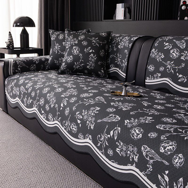 冰丝沙发垫夏天新款沙发盖布防滑套罩高级感异形直排一片式夏季