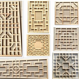 东阳木雕中式仿古门窗实木花格镂空玄关隔断吊顶木格栅背景墙定制