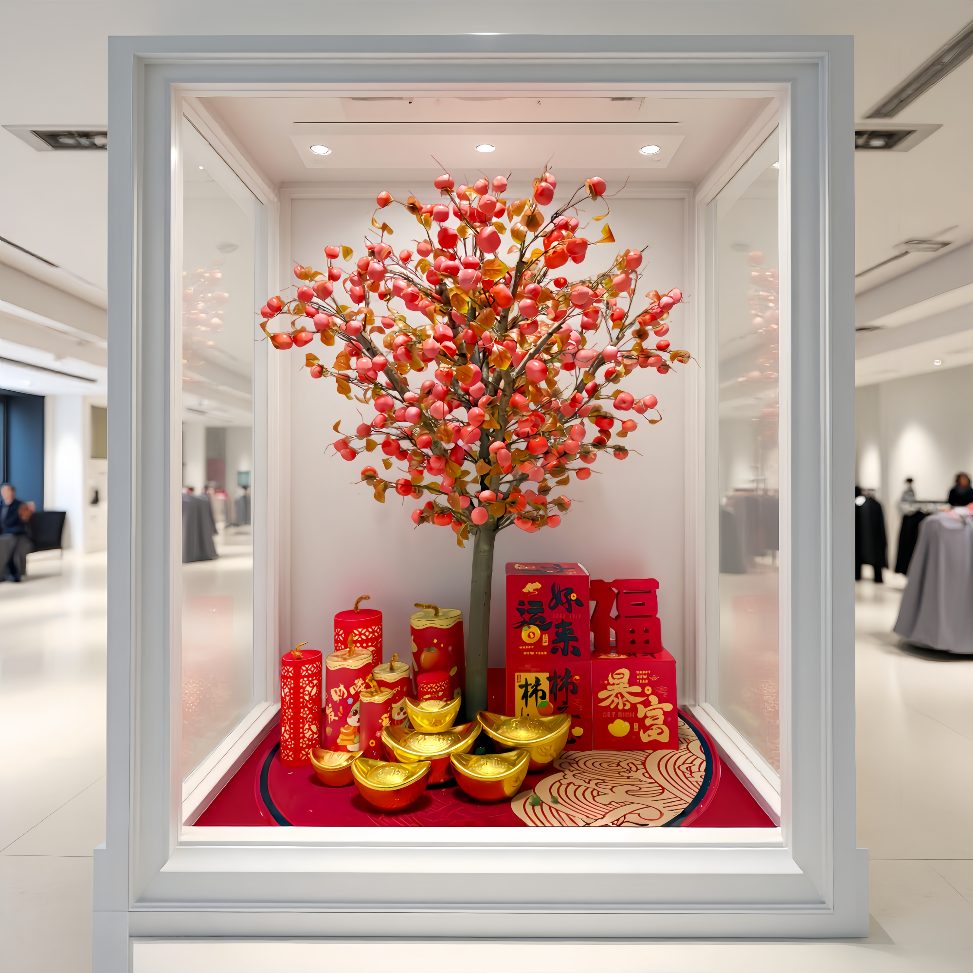 仿真柿子树新年装饰树许愿树红包祈福树水果假树造型树水果树大型