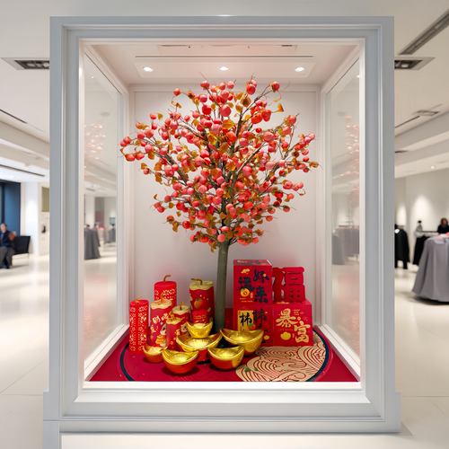 仿真柿子树新年装饰树许愿树红包祈福树水果假树造型树水果树大型