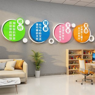 心理咨询室布置装饰辅导心灵驿站文化背景墙面纸画挂图