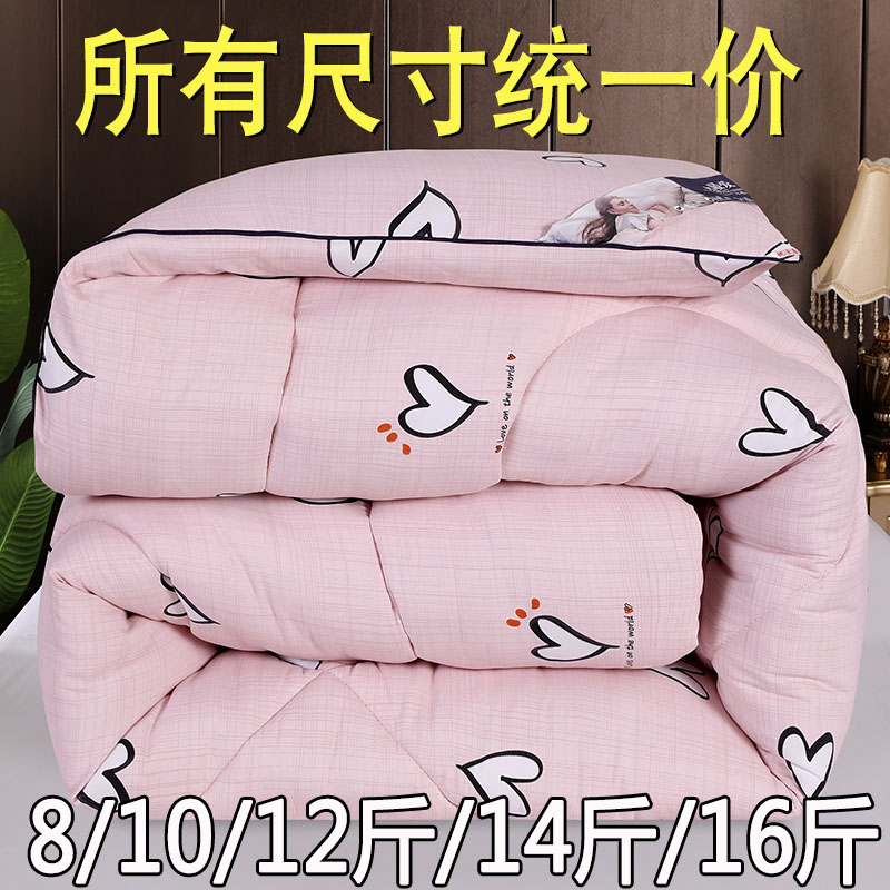 冬被加厚保暖水洗棉被子芯2.0/1.8X2.2X2.4米床羽丝10/12/14/16斤