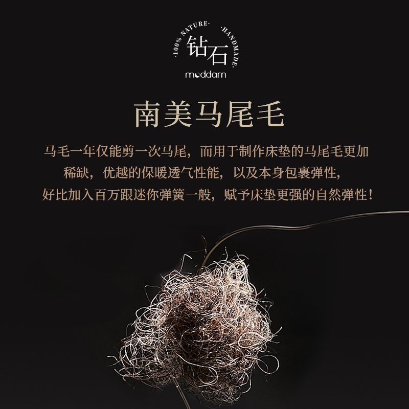 摩达MODA手工定制席梦思高端酒店进口乳胶羊毛马尾毛独立弹簧床垫