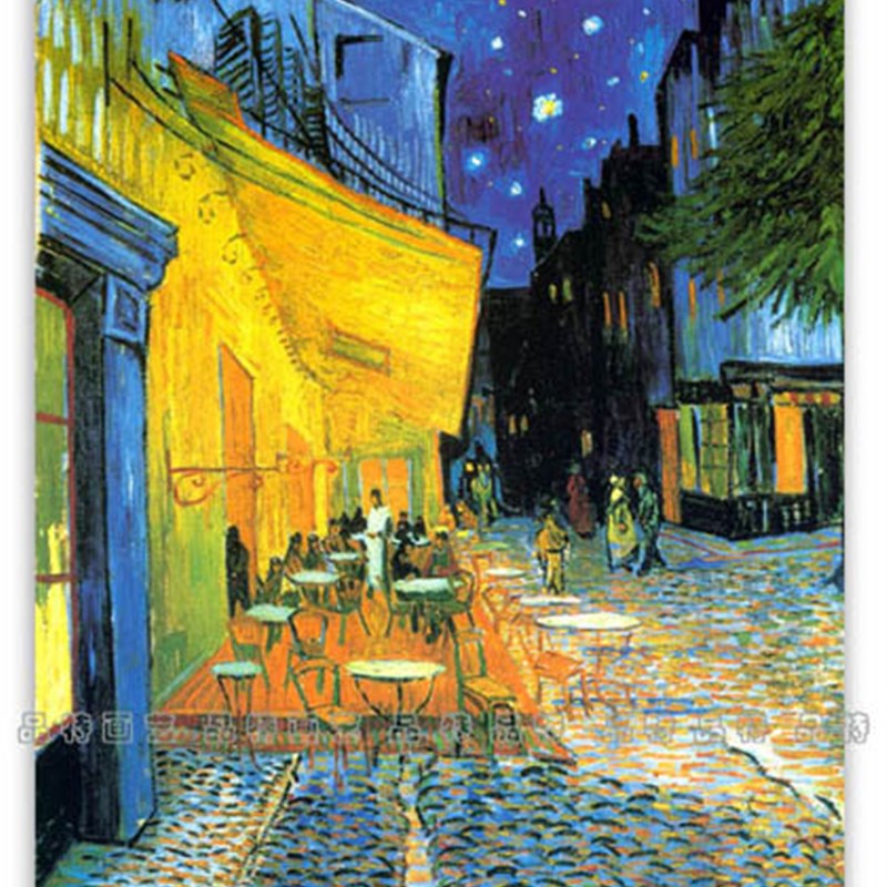凡高名著复制酒吧饭店艺术无框画装饰画挂画梵高-夜晚的咖啡馆图片