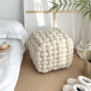 编织凳沙发客厅轻奢级感靠背凳飘窗装 长促网红爆款 饰蒲团坐墩化妆