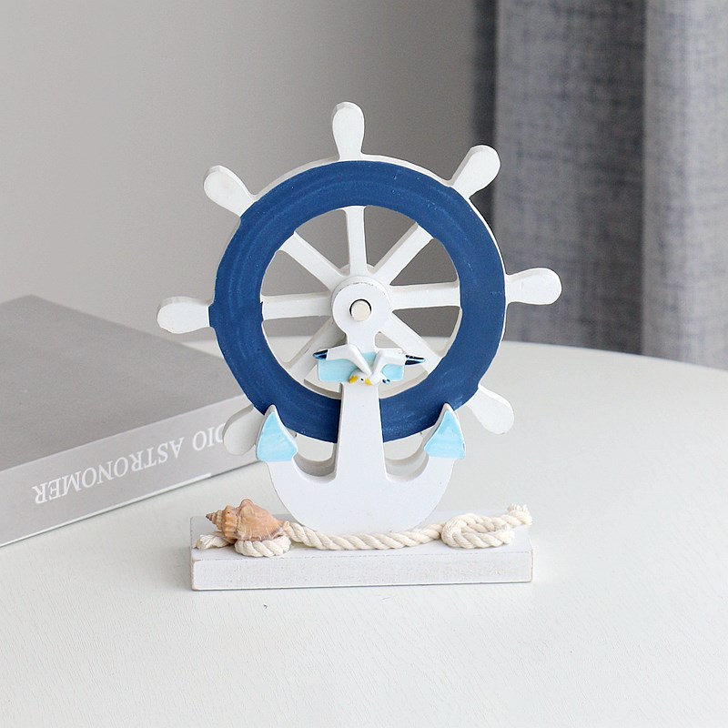 地中海风格创意摩天轮造型方向盘会旋转的海洋风玄关书桌摆设