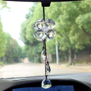 新款 水晶女士车品车载挂饰小轿车内吊坠后视镜