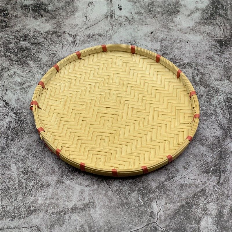 日式烧鸟展示竹编竹青盘水果篮竹簸箕竹编筐竹篮子工艺实竹编织盘