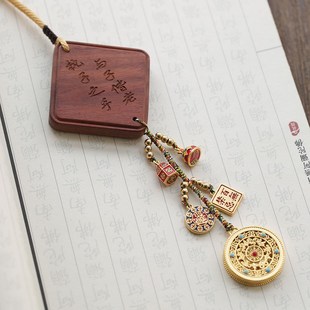 高档檀木转运盘汽车挂件男女款式后视镜挂件自定义刻字饰品车内载