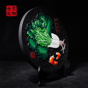 金乌炭雕公司店铺开店送礼装饰创意碳雕工艺品百财摆件开业小礼品