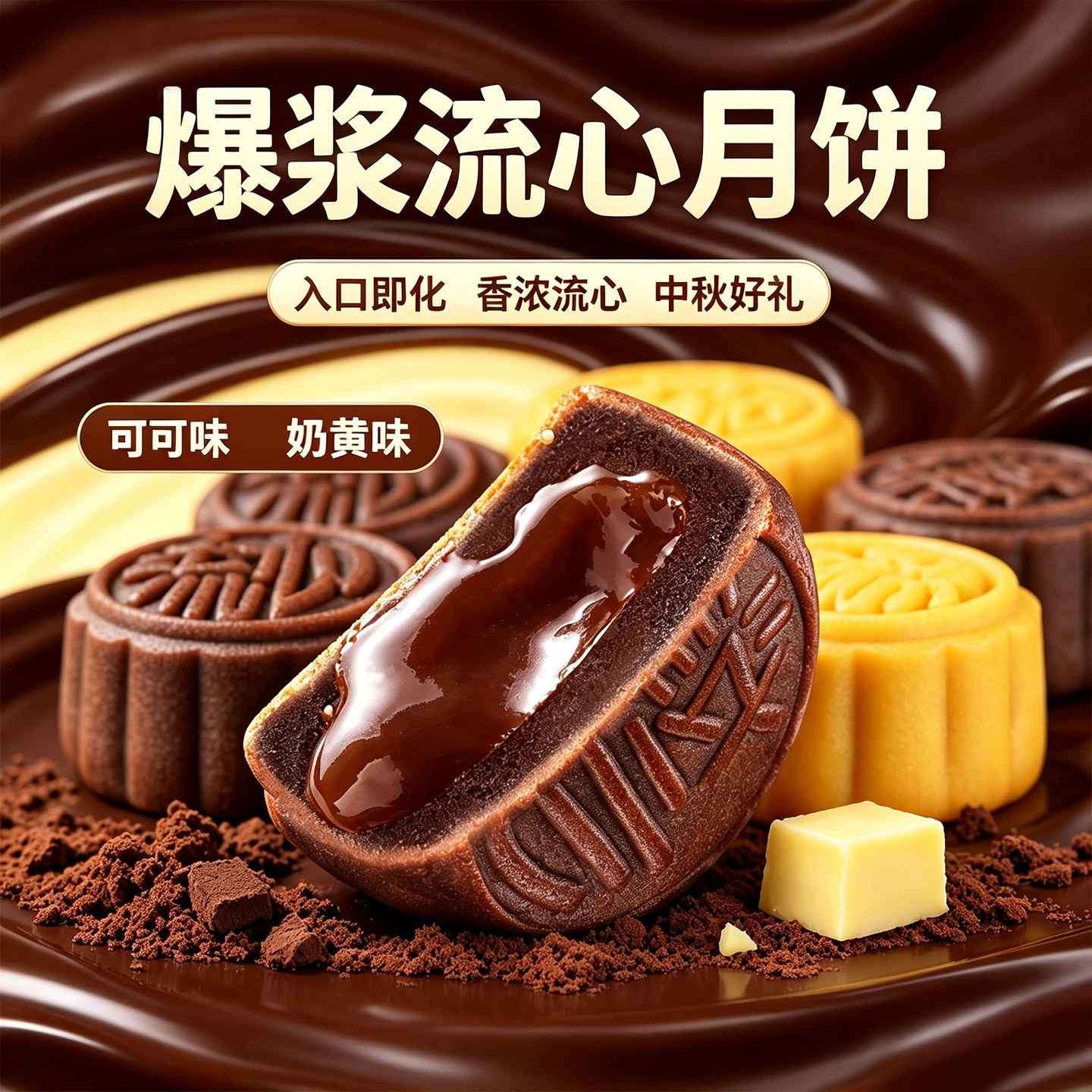 港式奶黄流心月饼礼盒中秋送礼