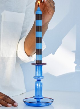 彩色硼硅玻璃烛台欧式贴丝轻奢浪漫烛光晚餐创意烛台摆件玻璃烛台