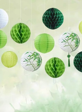 商场店铺橱窗布置装饰春季茶楼幼儿园教室绿色氛围布置装饰品