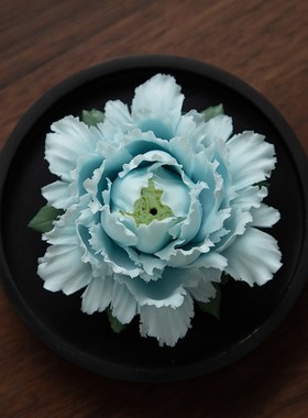 德化陶瓷瓷花摆件手工捏花牡丹扩香器中式桌面家居饰品香薰情礼品