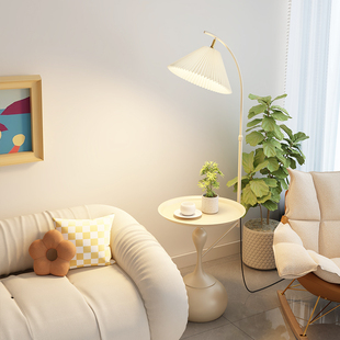 茶几落地灯客厅沙发边艺术卧室床头法式 侘寂奶油风高级感置物台灯