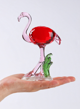 水晶火烈鸟北欧轻奢桌面摆件家居酒柜办公室婚房装饰品创意少女心