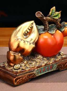 铜柿子摆件有钱有势招财客厅玄关博古架酒柜装饰品搬新家乔迁礼物