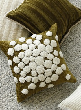 MILA米拉奶油雪花手工立体绣抱枕客厅沙发民宿黑白绿色系靠枕靠包