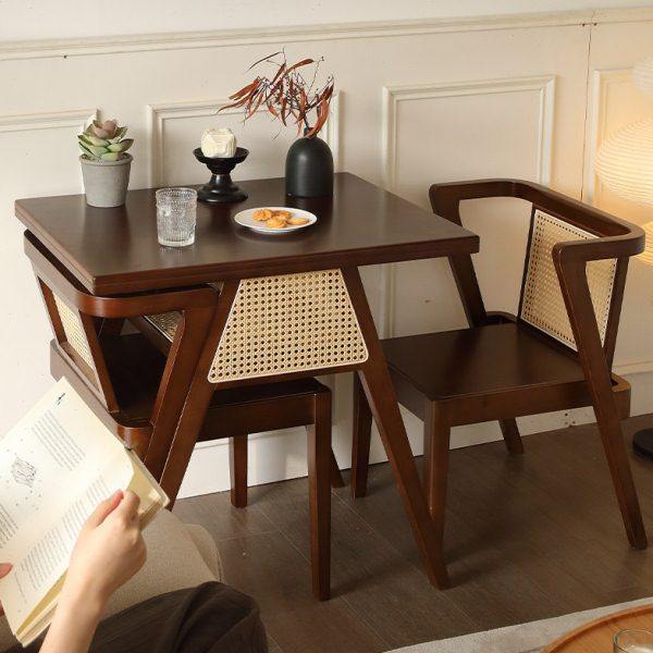 中式实木茶桌椅台双人堆叠藤编黑胡桃阳台休闲小户型一桌二椅组合,住宅家具,家用茶台/茶桌,淘宝优惠券,粉丝福利购,淘宝优惠卷