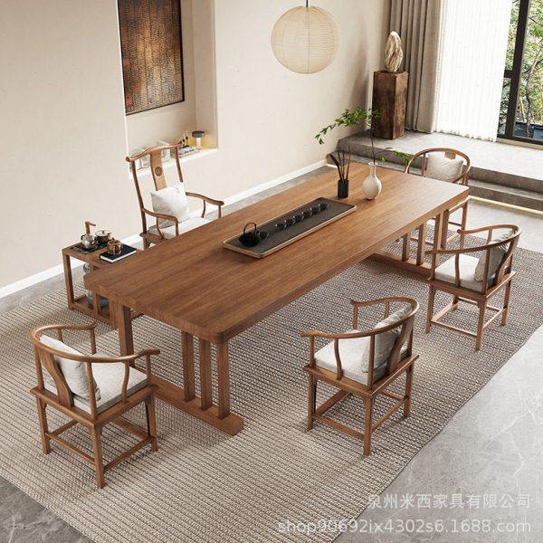 新中式茶桌实木公室大板泡茶桌茶室茶楼茶桌椅组合一桌五椅茶台,商业/办公家具,茶台/茶桌,淘宝优惠券,粉丝福利购,淘宝优惠卷