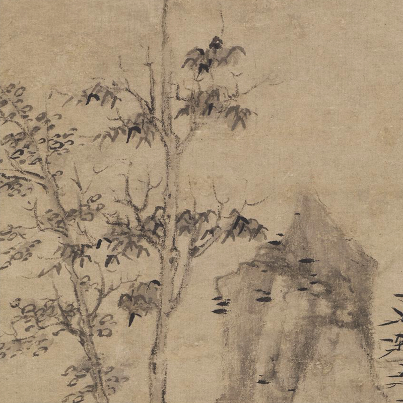 元倪瓒紫芝山房图高清微喷古代艺术客厅书房卧室玄关装饰卷轴挂画