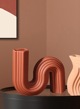 创意民宿风书房几何形陶瓷建筑艺术酒柜格子柜书房软装