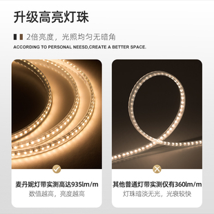 led软灯带条防水220v家用客厅卧室吊顶背景墙氛围灯槽超亮无频闪
