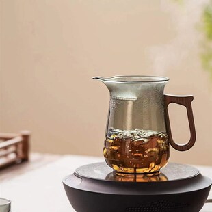 公道杯 玻璃茶壶月牙过滤茶水分离家用绿茶杯泡茶器耐高温茶具套装