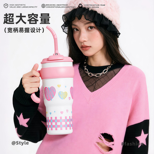 高颜值巨无霸水杯1000ml保温杯女2025新款保冷水杯不锈钢学生党