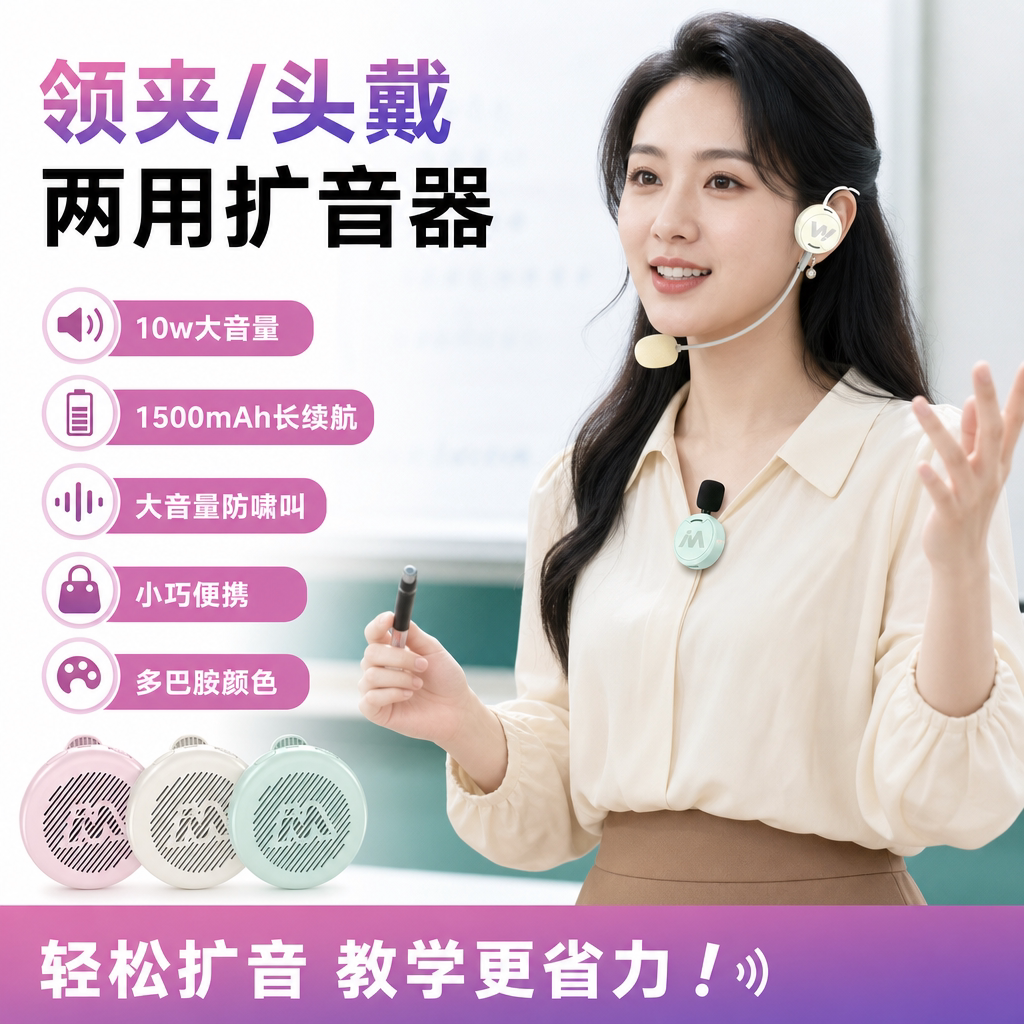 麦拉达无线麦克风小蜜蜂扩音器教师上课教学讲课便携领夹耳麦mix