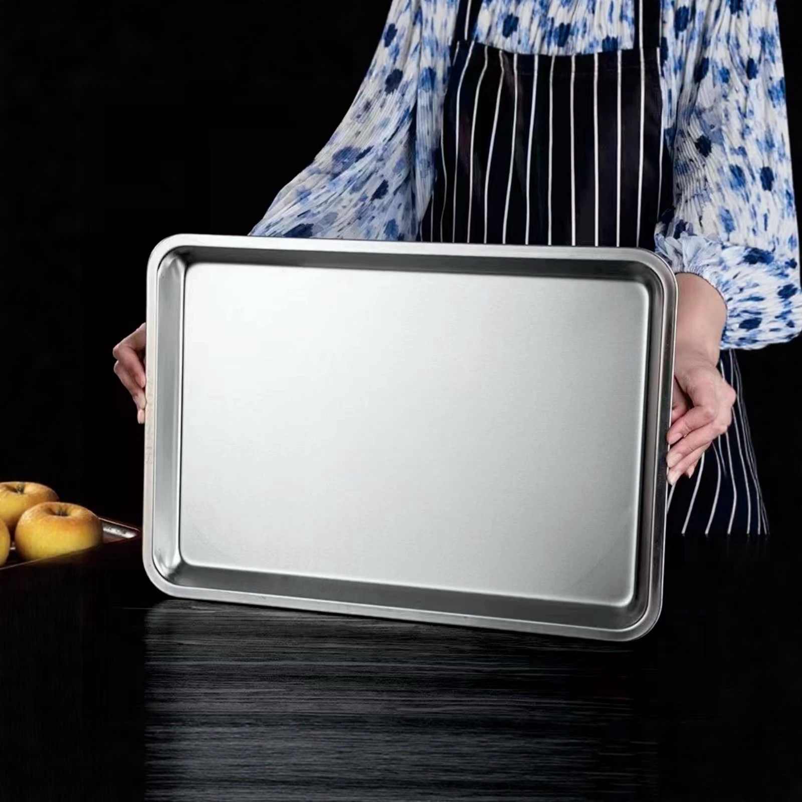 304不锈钢托盘平底方盘长方形盘子食堂盛菜盘蒸箱60*40蒸饭盘商用