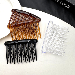 塑料7.8 5.2厘米发梳黑色咖色头饰梳子女手工DIY配件材料盘发插梳